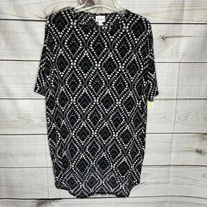 New LulaRoe Irma Black White Gray Diamond Pattern Hi Low Tunic XXS